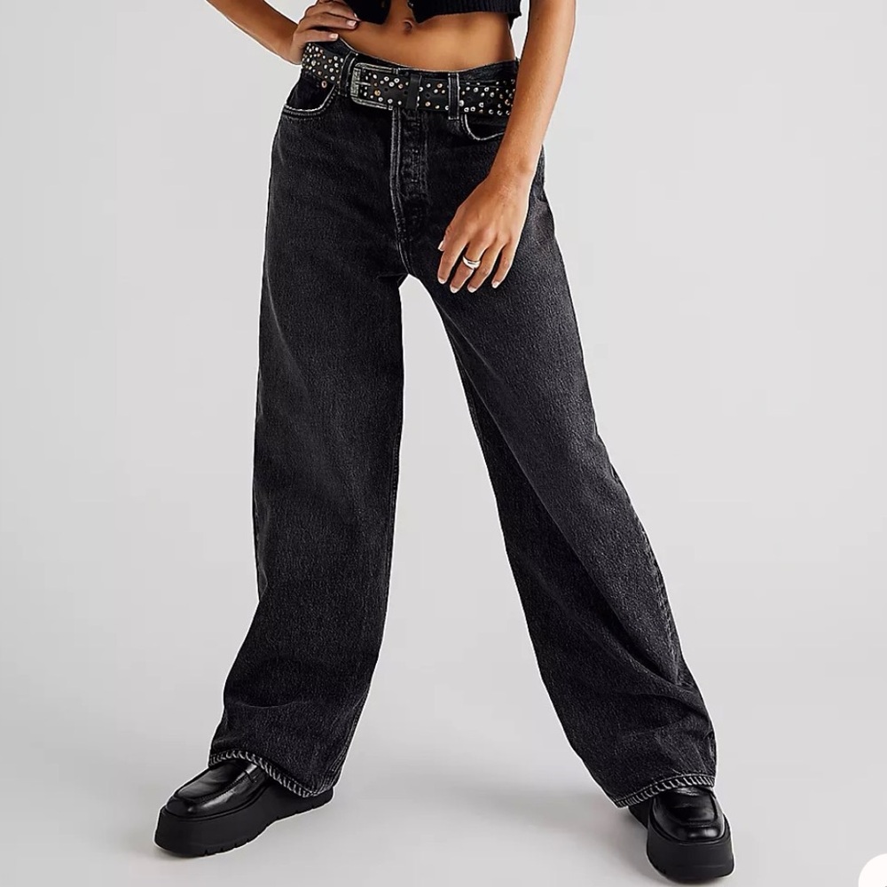 Agolde Charcoal Wide-Leg Jeans